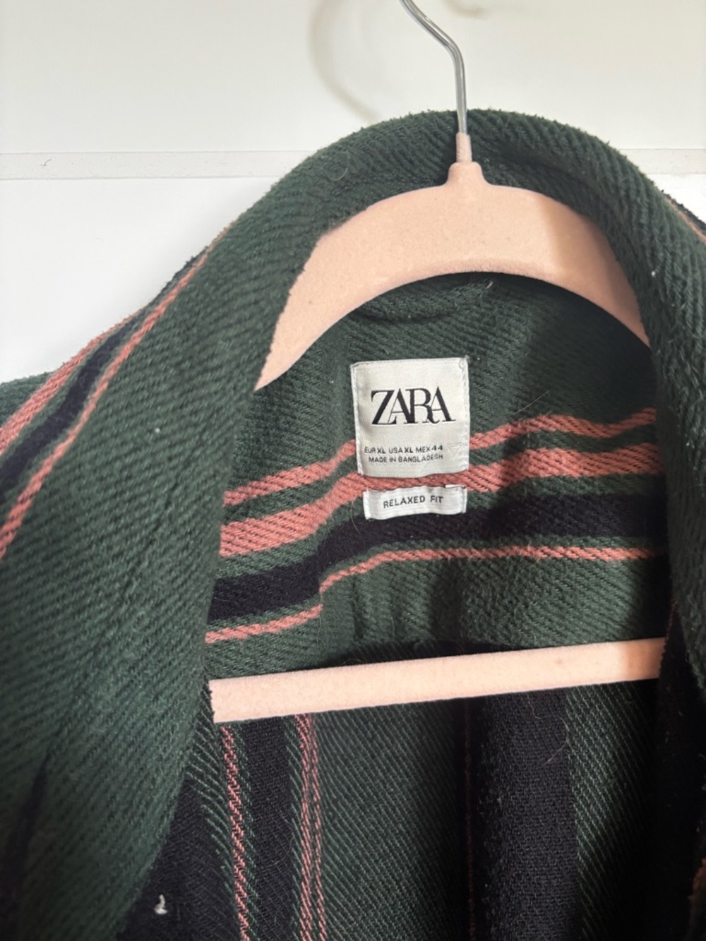 ZARA Dark Green Jacket with Pink Stripe Accents